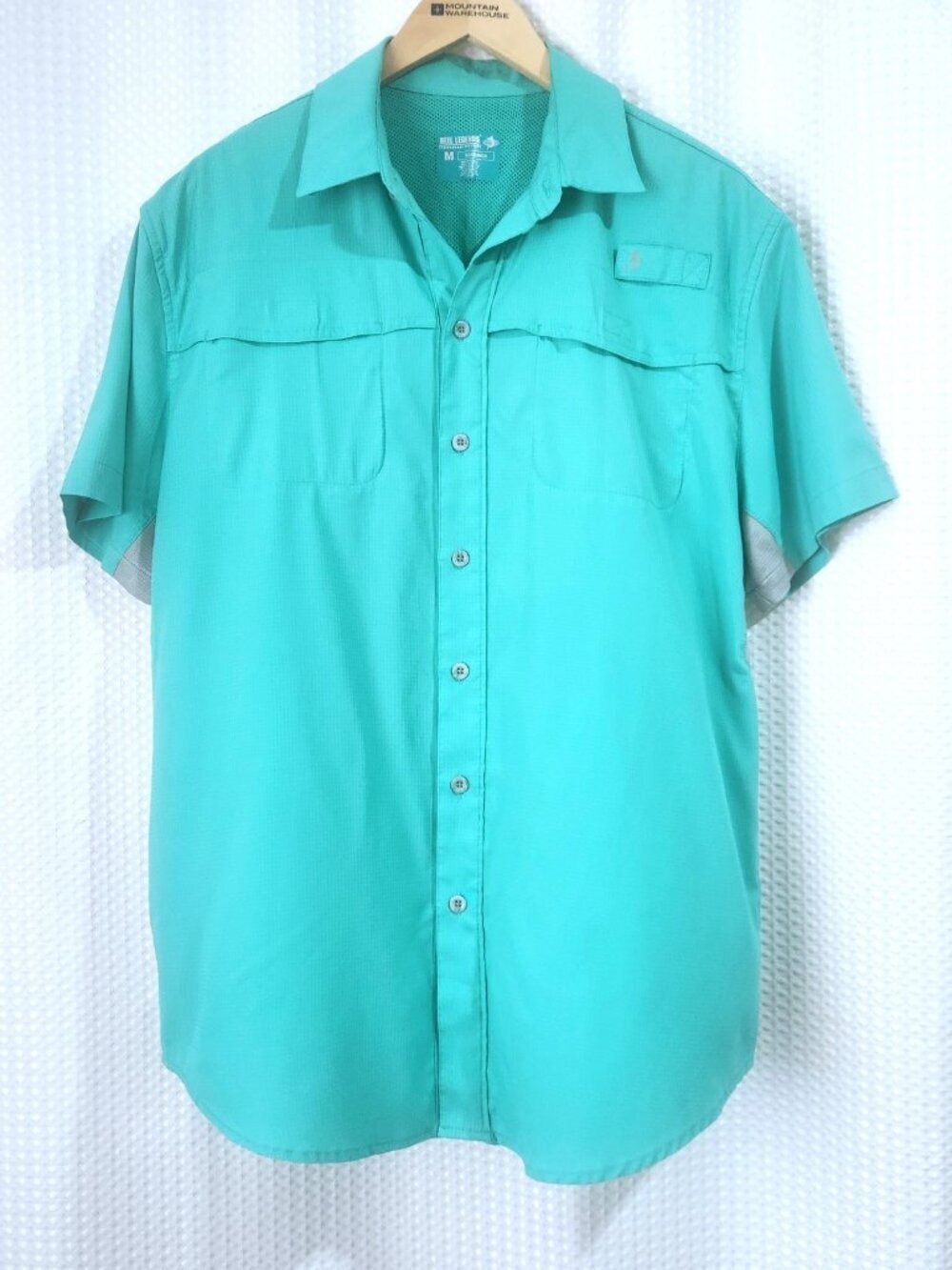 Reel Legends Mens Size Medium Aqua Turquoise Vented Performance Fishing Shirt